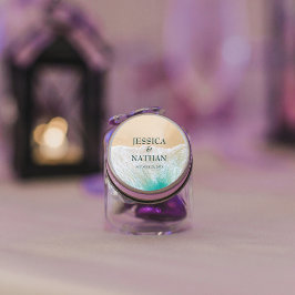 Salty Kisses I Teal I Sandy Beach Wedding Runt Klistermärke