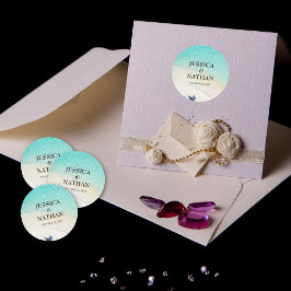 Salty Kisses I Turkvoise I Sandy Beach Wedding Runt Klistermärke