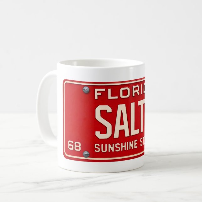Salty Life 1969 | Retro Red Florida License Plate Kaffemugg (Framsida vänster)