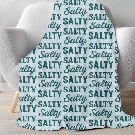 Salty Life | Kustnära Tealblå Grafisk Stranddekor Fleecefilt