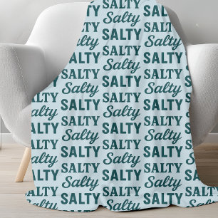 Salty Life Kustnära Tealblå Grafisk Stranddekor Fleecefilt