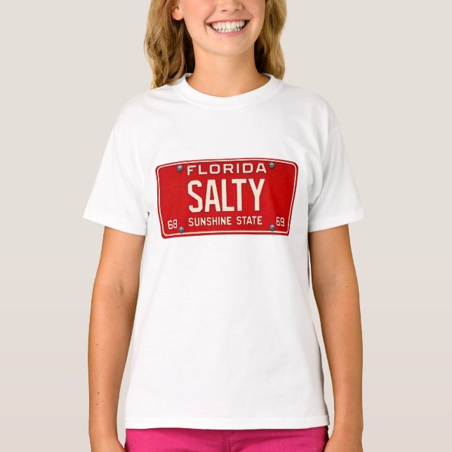 Salty Life Retro Florida Registreringsskylt Flicko T Shirt (Framsida)