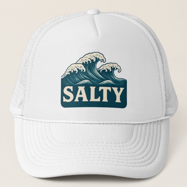 Salty Life Teal Blue Surf Beach Waves Graphic  Keps (Framsida)