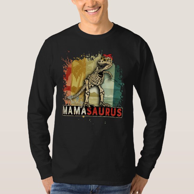 Salty Mamasaurus Dinosaur Skeleton Retro Beach Mot T Shirt (Framsida)