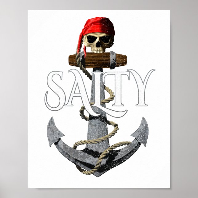 Salty Pirat Skull och fästpunkt Poster (Framsidan)