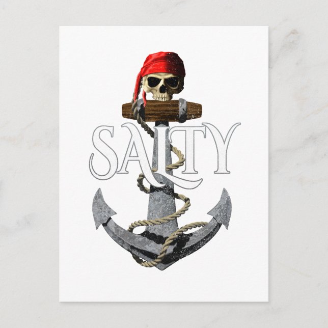 Salty Pirat Skull och fästpunkt Vykort (Framsida)