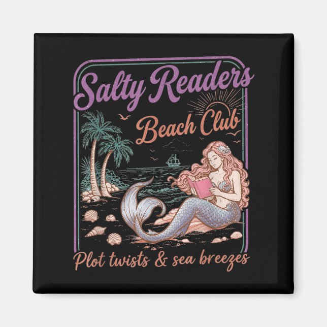 Salty Readers Beach Club-böcker Handlingstvåtar Ha Magnet (Framsidan)