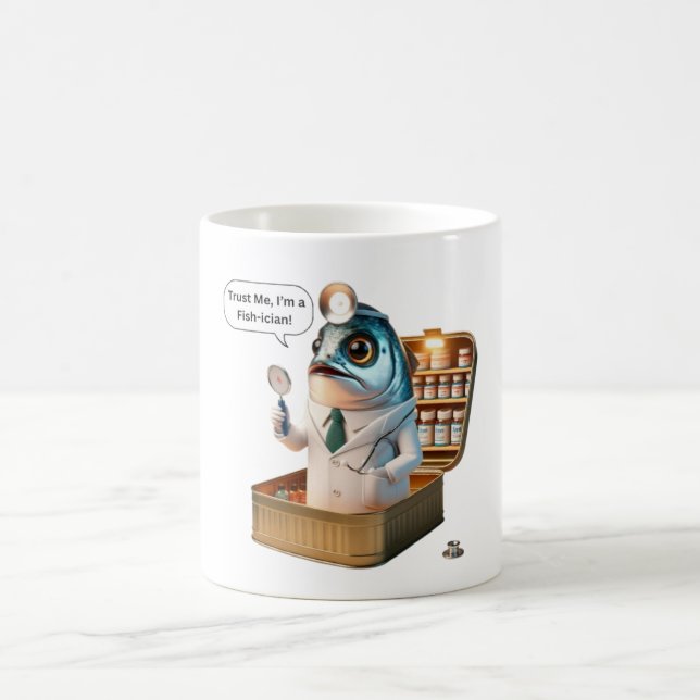  Salty Sardine Doctor Fish-ician Ocean Pun Art Kaffemugg (Center)