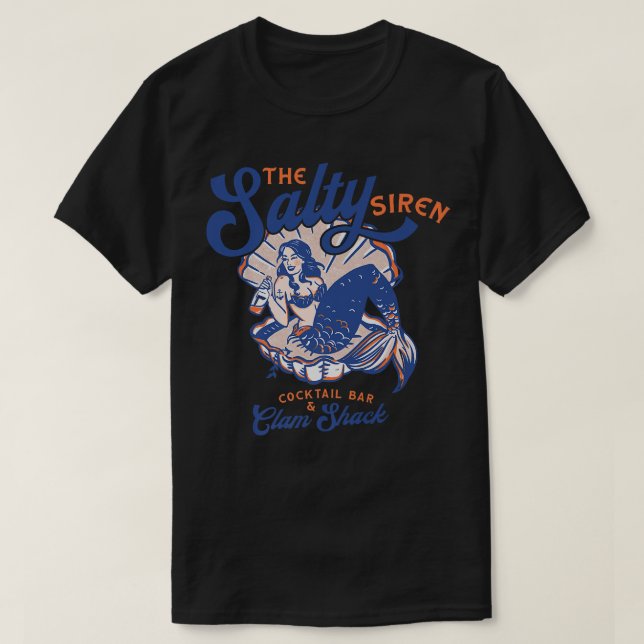 Salty Siren Cocktail Pub & Clam Shack Cute Mer T Shirt (Design framsida)