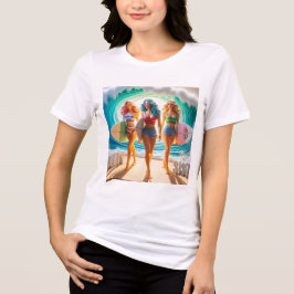 Salty Sisterhood Trio Flickor Beach Promenad Surfa T Shirt
