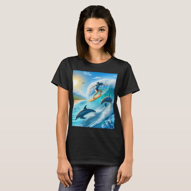Salty Sisterhood Trio Girls Beach Walk Surfer T Shirt (Hel framsida)
