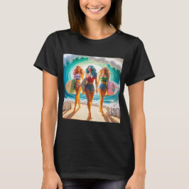 Salty Sisterhood Trio Girls Beach Walk Surfer T Shirt