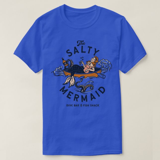 Salty Sjöjungfru Dive Pub ampar Coolan för fisk i  T Shirt (Design framsida)