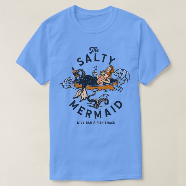 Salty Sjöjungfru Dive Pub Fish Shack Coola Retro M T Shirt (Design framsida)