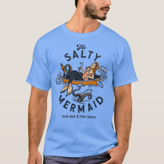 Salty Sjöjungfru Dive Pub Fish Shack Coola Retro M T Shirt