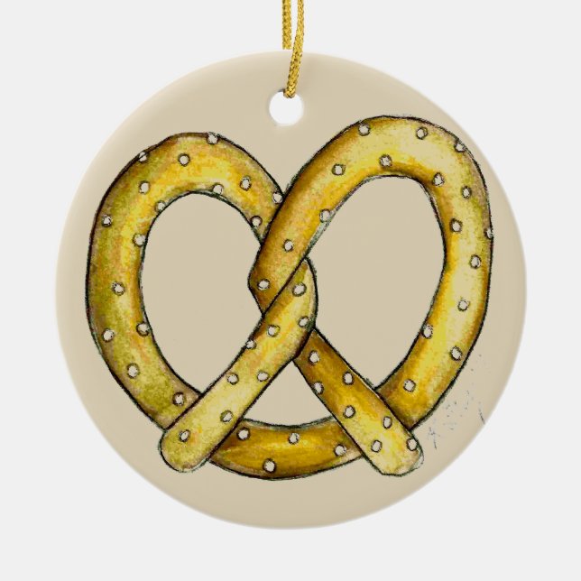Salty Soft Pretzel New York Street Food Julgransprydnad Keramik (Framsidan)