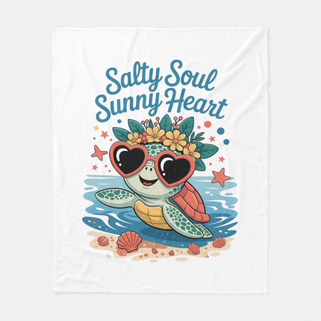 Salty Soul Sunny Heart Turtle Summer Fleecefilt (Framsidan)