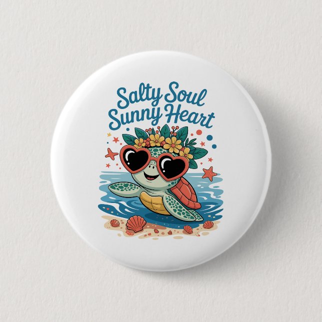 Salty Soul Sunny Heart Turtle Summer Knapp (Framsida)