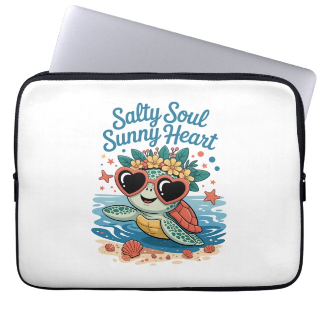 Salty Soul Sunny Heart Turtle Summer Laptop Fodral (Framsidan)