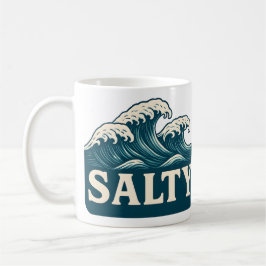 Salty Teal Blue Surf Beach Waves Nautical Coastal Kaffemugg