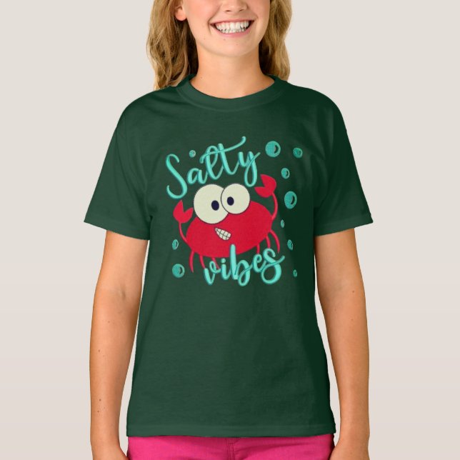 Salty vibes,rödtropisk krabba,sommar t shirt (Framsida)