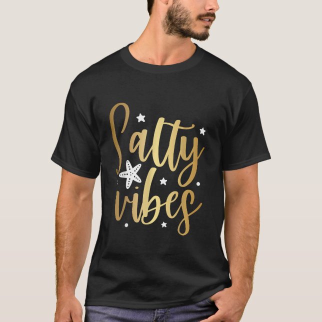 Salty Vibes Summer Vacation Beach T Shirt (Framsida)