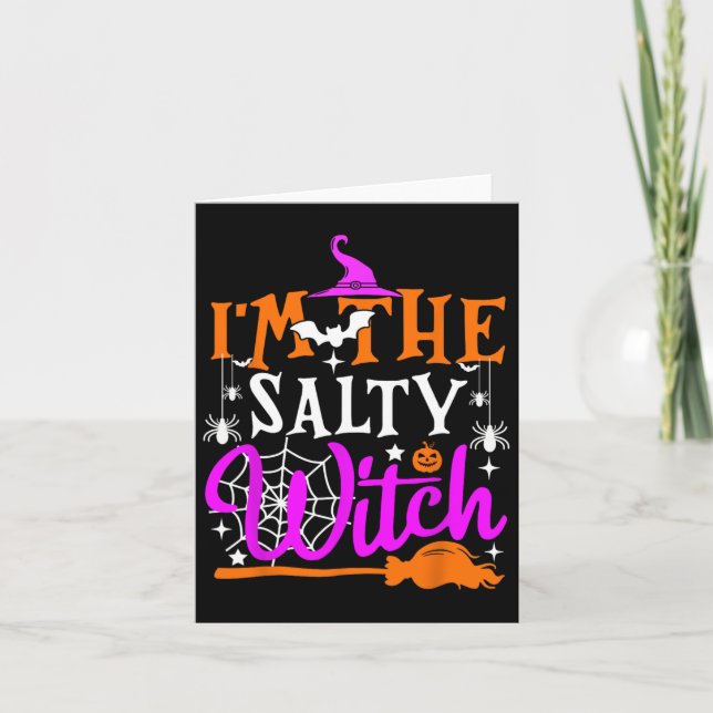 Salty Witch Shirt Funny Witch Halloween Co Kort (Framsida)