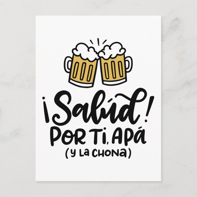 Salud eller Mi Apa och la Chona, handritad design Vykort (Framsida)