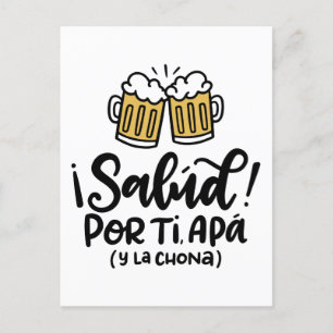 Salud eller Mi Apa y la Chona, handritad design Vykort
