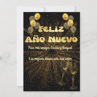 Saludo Año Nuevo en dorado elegante Julkort