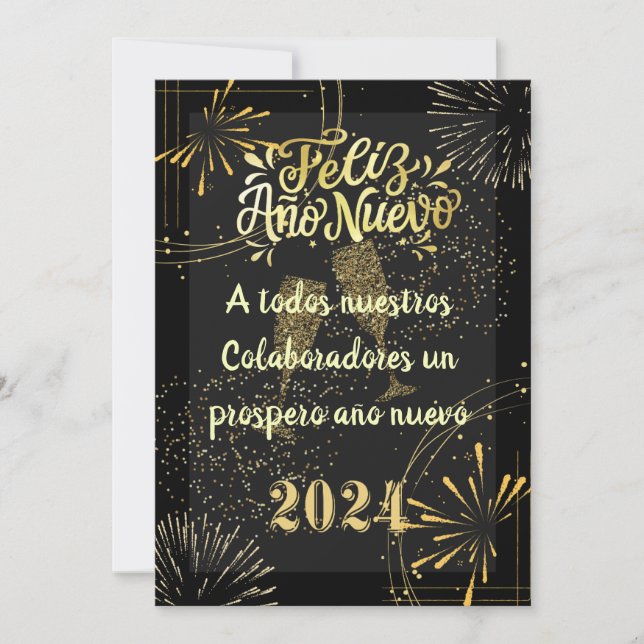Saludo Año nuevo tonos dorados elegante Julkort (Framsida)