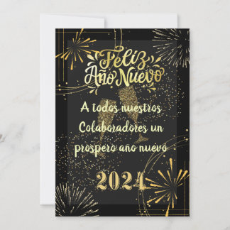 Saludo Año nuevo tonos dorados elegante Julkort