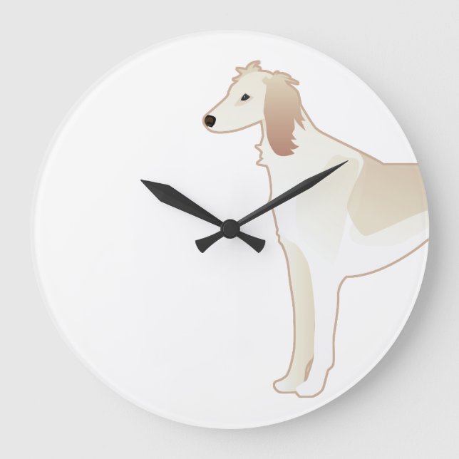 Saluki Basic Hund aveln Illustration Silhouette Stor Klocka (Framsida)