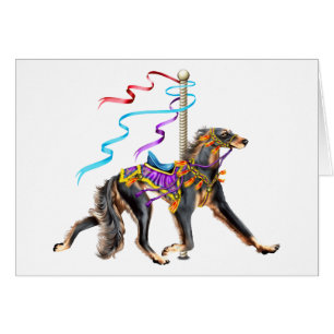 Saluki Carousel Black & Tan Hälsningskort