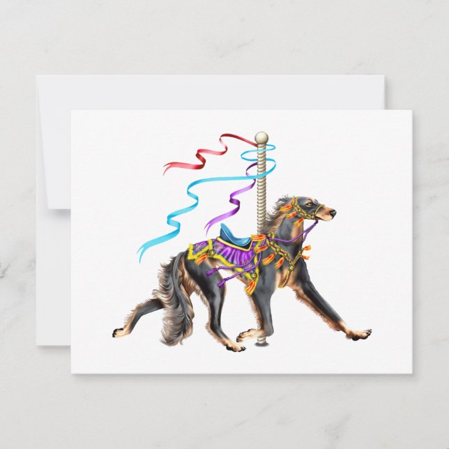 Saluki Carousel Black & Tan Inbjudningar (Framsida)