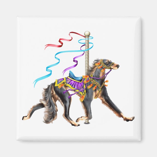 Saluki Carousel Black & Tan Magnet (Framsidan)
