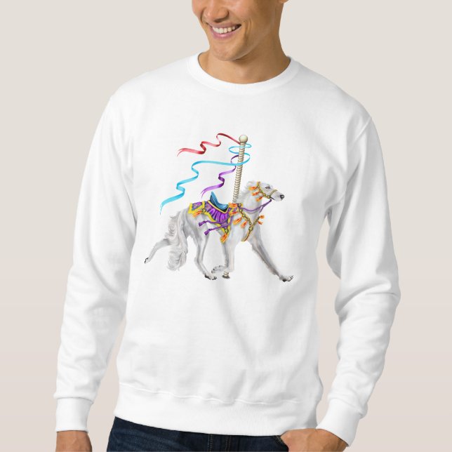 Saluki Carousel White Långärmad Tröja (Framsida)