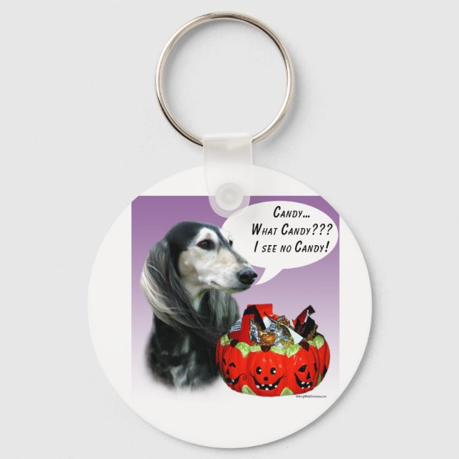 Saluki Halloween Candy Nyckelring (Framsida)