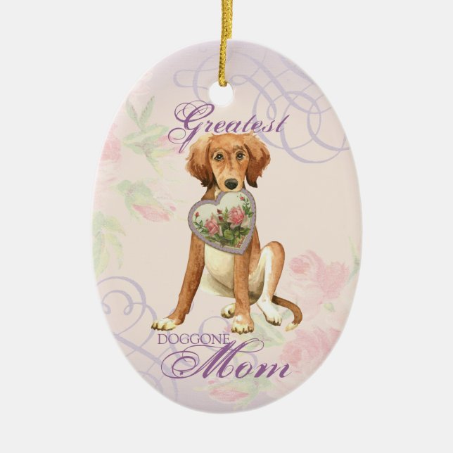 Saluki Heart Mamma Ceramic Ornament (Framsidan)