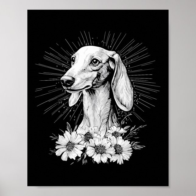 Saluki Hund älskare Retro Stil Tattoo_1 Poster (Framsidan)