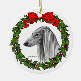 Saluki Hund Art by Glenda S. Harlan Julgransprydnad Keramik