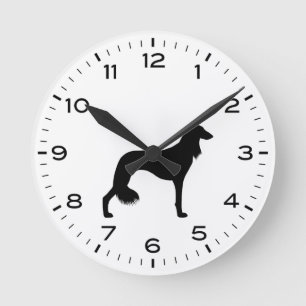 Saluki Hund aveln Silhouette Rund Klocka