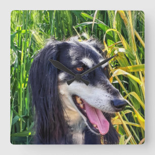 Saluki Hund Fyrkantig Klocka