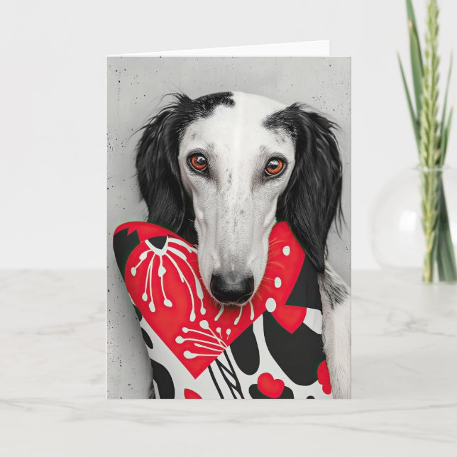 Saluki Hund Valentine Card Tack Kort (Framsida)