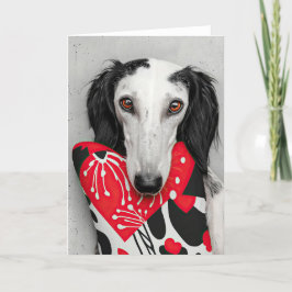 Saluki Hund Valentine Card Tack Kort