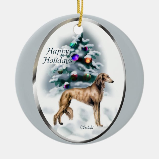 Saluki Julgran Ornaments Julgransprydnad Keramik (Framsidan)
