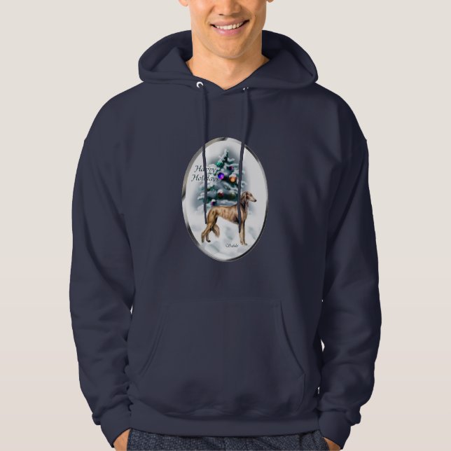 Saluki-julklappar Sweatshirt Med Luva (Framsida)
