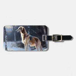 Saluki Låt det snöa jul Bagagebricka