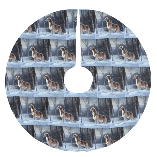 Saluki Låt det snöa jul Julgransmatta Borstad Polyester (Framsidan)