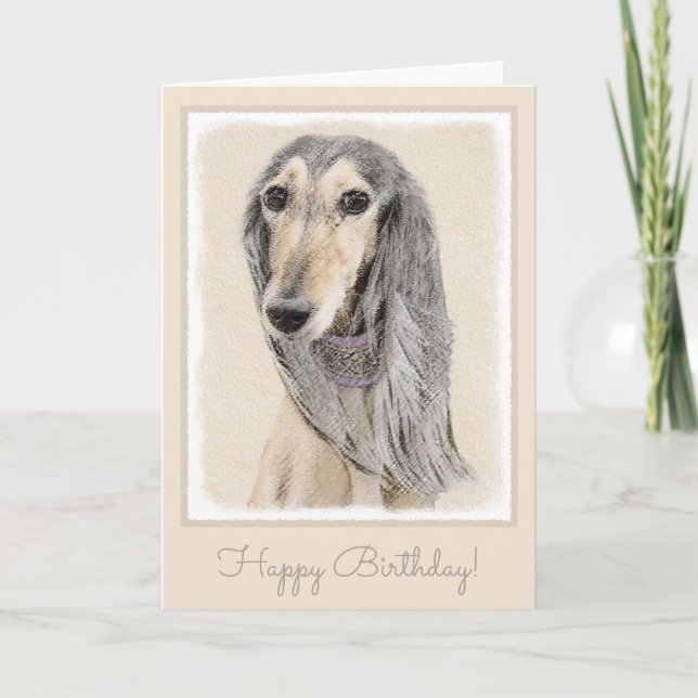 Saluki (lisma), målning - gullig original- kort (Framsida)